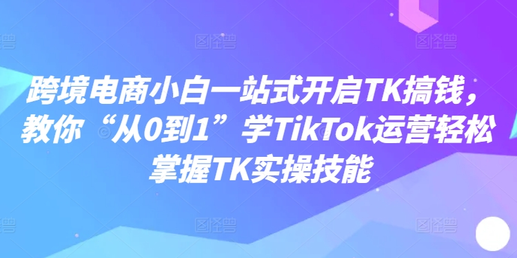 2024TikTok跨境电商运营从0到1全教程 小白入门实操指南