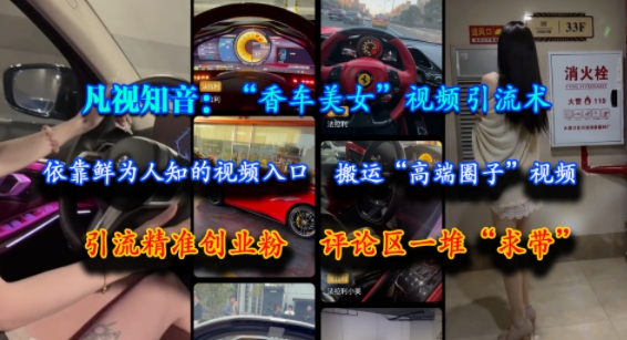 利用凡视知音香车美女视频引流 小众入口获精准创业粉实操教程