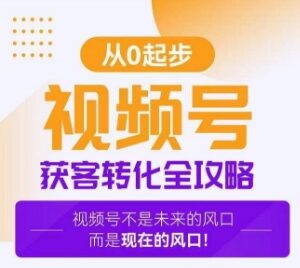 视频号获客转化运营全攻略 手把手教你打造高变现爆款账号-雨叶虚拟资源网