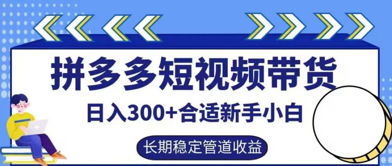 2024拼多多短视频带货教程 新手可做长期稳定被动收益项目