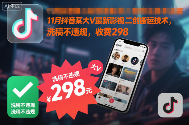 2024年11月抖音大V影视二创搬运技术 合规洗稿不违规实操方法
