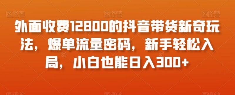 抖音带货新奇爆单玩法教程 新手零门槛入局可快速上手盈利