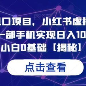 7月小红书虚拟掘金项目拆解 0基础小白手机操作单客盈利50元-雨叶虚拟资源网