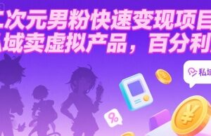 二次元男粉私域变现项目玩法 虚拟产品销售高利润实操教程-雨叶虚拟资源网