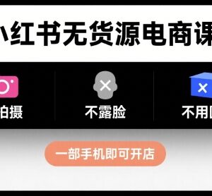 小红书无货源电商实操教程 无需露脸囤货一部手机即可开店-雨叶虚拟资源网