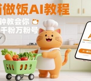 AI制作橘猫买菜做饭短视频教程 1分钟学会快速起千粉万粉号-雨叶虚拟资源网