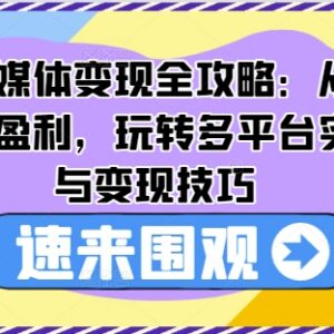 AI新媒体变现全攻略:从账号定位到多平台盈利实操技巧-雨叶虚拟资源网