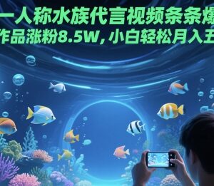第一人称水族代言视频爆火玩法 20条作品涨粉8.5W小白可月入过万-雨叶虚拟资源网