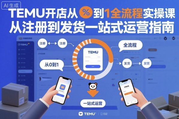 TEMU零基础开店全流程实操课 从注册到发货一站式运营指南