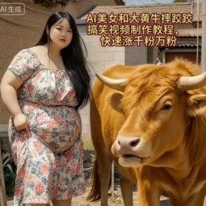 AI美女与大黄牛摔跤荒诞搞笑视频制作 账号快速涨粉实操教程-雨叶虚拟资源网