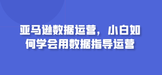 亚马逊数据运营入门攻略 小白如何学会用数据指导运营工作