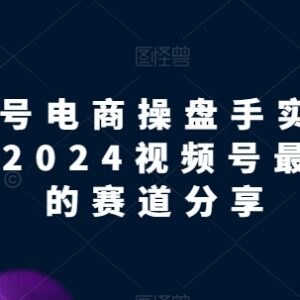 2024视频号电商实战教程 热门赚钱赛道及运营玩法全解析-雨叶虚拟资源网
