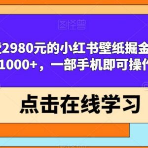 小红书壁纸掘金项目实操玩法 单手机操作低门槛盈利教程-雨叶虚拟资源网