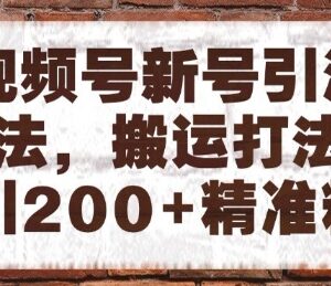 视频号新号搬运引流实操玩法 日引200+精准粉可矩阵放大-雨叶虚拟资源网