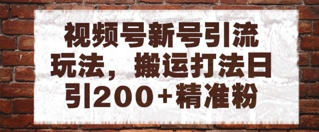 视频号新号搬运引流实操玩法 日引200+精准粉可矩阵放大