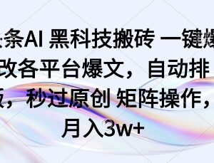 头条AI爆文修改工具使用指南 一键改文过原创多平台矩阵运营方法-雨叶虚拟资源网