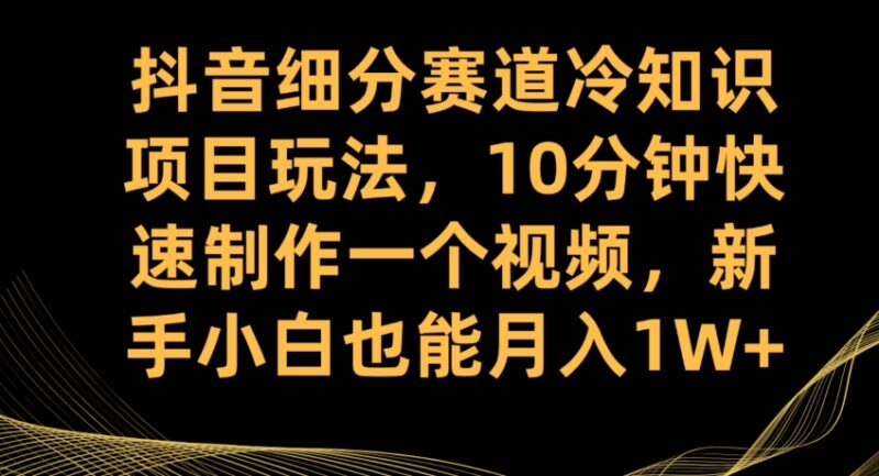 抖音冷知识细分赛道玩法拆解 新手10分钟做视频可月入过万