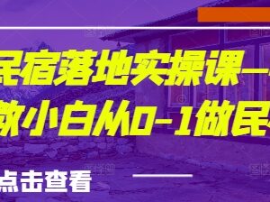 城市民宿落地实操全教程 新手小白从零到一学民宿筹备运营-雨叶虚拟资源网