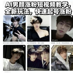 AI男颜短视频账号起号涨粉教程 全新玩法及变现方法教学-雨叶虚拟资源网