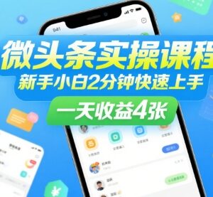 微头条实操系统课程 新手小白快速上手获取平台创作收益-雨叶虚拟资源网