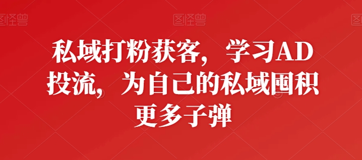 AD投流私域打粉获客实操教程 高效扩充私域客源学习资料