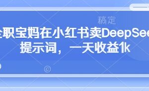 全职宝妈小红书售卖DeepSeek提示词 单日收益超千元项目拆解-雨叶虚拟资源网