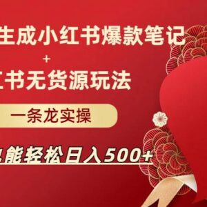 AI批量制作小红书爆款笔记+无货源玩法 小白可落地的副业实操攻略-雨叶虚拟资源网