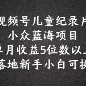 2024视频号儿童纪录片科普蓝海项目 新手可操作单月收益过万-雨叶虚拟资源网