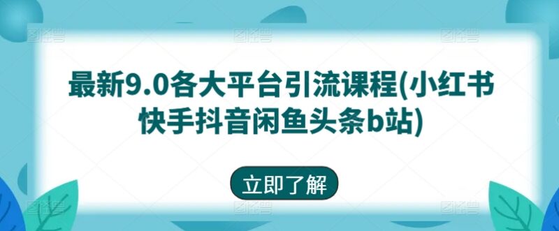 9.0版各大平台引流课程 覆盖小红书抖音快手闲鱼B站等渠道