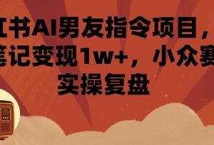 小红书AI男友指令项目实操复盘 单条笔记最高变现超1万元-雨叶虚拟资源网