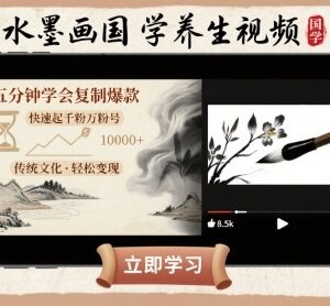 水墨画国学养生短视频制作教程 零基础快速复制爆款涨粉起号-雨叶虚拟资源网