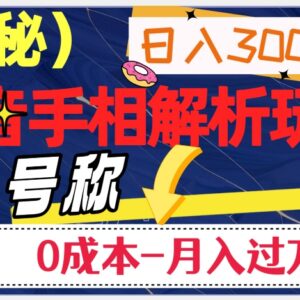 抖音手相解析赚钱玩法实操揭秘 零成本操作日入300月入过万-雨叶虚拟资源网