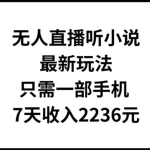 2024无人直播听小说最新玩法 仅需单手机操作7天赚2000+实操攻略-雨叶虚拟资源网