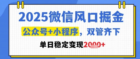 2025微信生态掘金攻略 公众号+小程序双布局变现实操教程