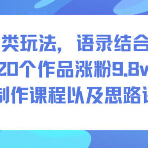 语录结合道士创意内容玩法 20个作品涨粉9.8w实操思路解析-雨叶虚拟资源网