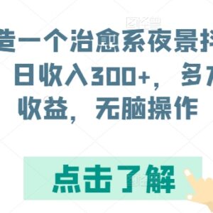 治愈系夜景抖音号运营全攻略 零基础操作单账号日收益可达300元-雨叶虚拟资源网