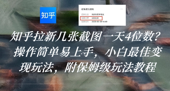 知乎拉新变现玩法拆解 适合小白的低门槛实操全教程分享