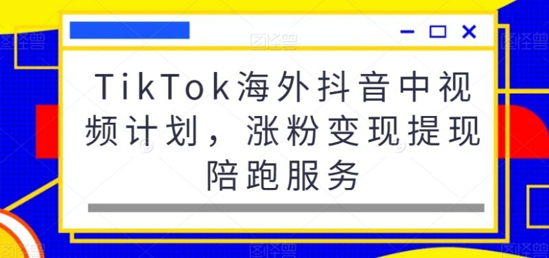 TikTok海外抖音中视频计划实操 涨粉变现提现全流程指南