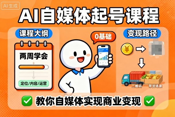 0基础AI自媒体起号实操课 11板块教学两周掌握变现全流程