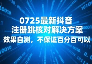 2024年7月25日最新抖音注册跳核对解决方案 运营者可自测使用-雨叶虚拟资源网