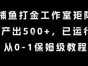 捕鱼打金工作室矩阵玩法保姆级教程 稳定运营2年当日可产生收益-雨叶虚拟资源网
