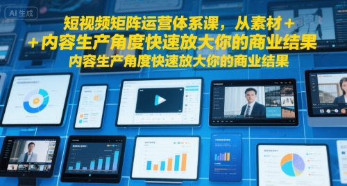 短视频矩阵运营体系课 从素材生产到实操放大商业收益