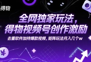 得物视频号创作激励玩法详解 矩阵运营多渠道增收实操指南-雨叶虚拟资源网