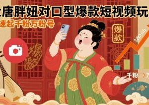 大唐胖妞对口型爆款短视频玩法 零基础快速起千粉万粉账号-雨叶虚拟资源网