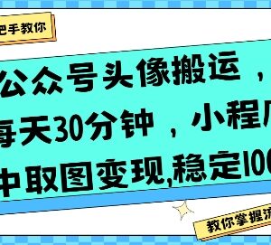 公众号头像搬运副业怎么操作 日花30分钟靠取图小程序稳定变现-雨叶虚拟资源网