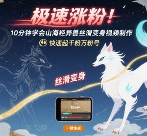 山海经异兽丝滑变身视频制作教程 新手快速涨粉起号方法-雨叶虚拟资源网