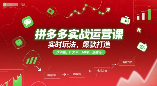 拼多多实战运营课,实时玩法,爆款打造,改销量,补大单,AB单,直播等(更新2025月)