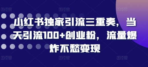 小红书创业粉引流实操攻略 3招实现单日引流100+精准用户