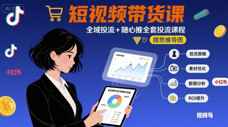 2024短视频带货全域投流与随心推全套实操课程附思维导图
