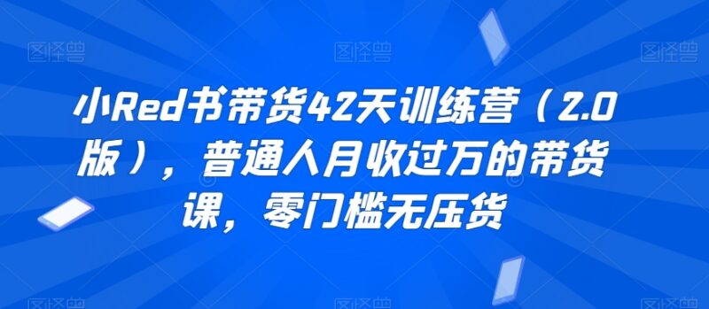 小红书42天带货2.0训练营 零门槛无压货普通人副业增收实操课程
